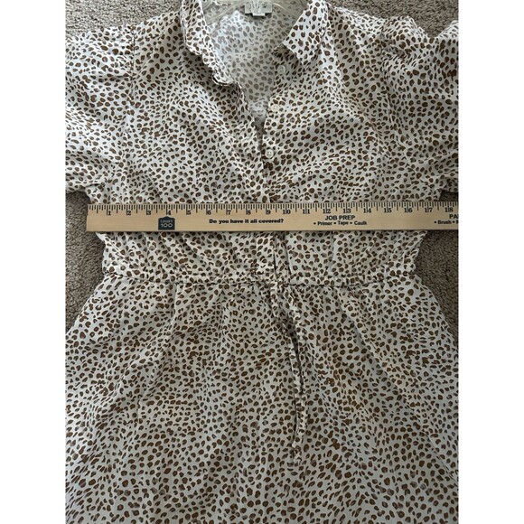 J. Crew Short Sleeve Collared Brown Cheetah Print Mini Dress Career Preppy Sz 8 - Picture 6 of 10